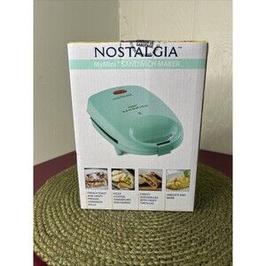 Nostalgia My Mini Electric Sandwich Maker And Personal Griddle Teal Green NIP